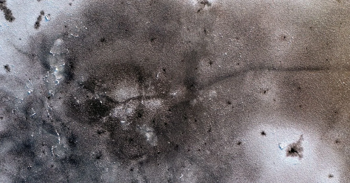 Gros plan sur une surface gelée et texturée avec de la neige en hiver.